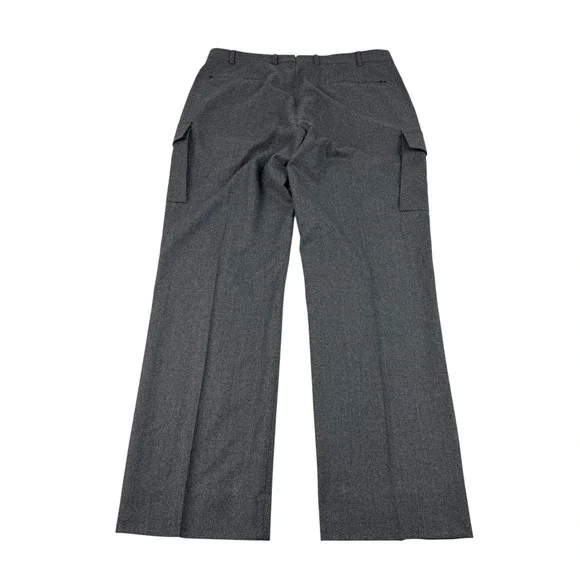 J Hilburn Mens Charcoal Vitale Barberis Wool Cargo Dress Pants Size 34x32